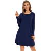 image:imageWiWi Womens Viscose from Bamboo Nightgowns Long Sleeve Cooling Crewneck Sleepshirts Casual Gown Super Soft Sleep Shirt SXXLBnavy
