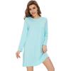 image:imageWiWi Womens Viscose from Bamboo Nightgowns Long Sleeve Cooling Crewneck Sleepshirts Casual Gown Super Soft Sleep Shirt SXXLCaqua