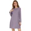 image:imageWiWi Womens Viscose from Bamboo Nightgowns Long Sleeve Cooling Crewneck Sleepshirts Casual Gown Super Soft Sleep Shirt SXXLCviolet