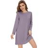 image:imageWiWi Womens Viscose from Bamboo Nightgowns Long Sleeve Cooling Crewneck Sleepshirts Casual Gown Super Soft Sleep Shirt SXXLCviolet