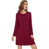 image:imageWiWi Womens Viscose from Bamboo Nightgowns Long Sleeve Cooling Crewneck Sleepshirts Casual Gown Super Soft Sleep Shirt SXXLCwine