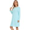 image:imageWiWi Womens Viscose from Bamboo Nightgowns Long Sleeve Cooling Crewneck Sleepshirts Casual Gown Super Soft Sleep Shirt SXXLDaqua
