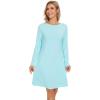 image:imageWiWi Womens Viscose from Bamboo Nightgowns Long Sleeve Cooling Crewneck Sleepshirts Casual Gown Super Soft Sleep Shirt SXXLDaqua