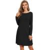 image:imageWiWi Womens Viscose from Bamboo Nightgowns Long Sleeve Cooling Crewneck Sleepshirts Casual Gown Super Soft Sleep Shirt SXXLDblack