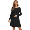 image:imageWiWi Womens Viscose from Bamboo Nightgowns Long Sleeve Cooling Crewneck Sleepshirts Casual Gown Super Soft Sleep Shirt SXXLDblack