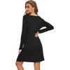 image:imageWiWi Womens Viscose from Bamboo Nightgowns Long Sleeve Cooling Crewneck Sleepshirts Casual Gown Super Soft Sleep Shirt SXXLDblack