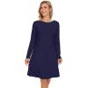image:imageWiWi Womens Viscose from Bamboo Nightgowns Long Sleeve Cooling Crewneck Sleepshirts Casual Gown Super Soft Sleep Shirt SXXLDnavy