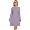 image:imageWiWi Womens Viscose from Bamboo Nightgowns Long Sleeve Cooling Crewneck Sleepshirts Casual Gown Super Soft Sleep Shirt SXXLDviolet