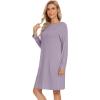 image:imageWiWi Womens Viscose from Bamboo Nightgowns Long Sleeve Cooling Crewneck Sleepshirts Casual Gown Super Soft Sleep Shirt SXXLDviolet