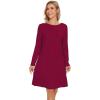 image:imageWiWi Womens Viscose from Bamboo Nightgowns Long Sleeve Cooling Crewneck Sleepshirts Casual Gown Super Soft Sleep Shirt SXXLDwine