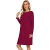 image:imageWiWi Womens Viscose from Bamboo Nightgowns Long Sleeve Cooling Crewneck Sleepshirts Casual Gown Super Soft Sleep Shirt SXXLDwine