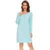 image:imageWiWi Womens Viscose from Bamboo Nightgowns Long Sleeve Cooling Crewneck Sleepshirts Casual Gown Super Soft Sleep Shirt SXXLEaqua