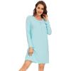 image:imageWiWi Womens Viscose from Bamboo Nightgowns Long Sleeve Cooling Crewneck Sleepshirts Casual Gown Super Soft Sleep Shirt SXXLEaqua