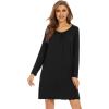 image:imageWiWi Womens Viscose from Bamboo Nightgowns Long Sleeve Cooling Crewneck Sleepshirts Casual Gown Super Soft Sleep Shirt SXXLEblack