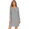 image:imageWiWi Womens Viscose from Bamboo Nightgowns Long Sleeve Cooling Crewneck Sleepshirts Casual Gown Super Soft Sleep Shirt SXXLEheather Grey