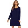 image:imageWiWi Womens Viscose from Bamboo Nightgowns Long Sleeve Cooling Crewneck Sleepshirts Casual Gown Super Soft Sleep Shirt SXXLEnavy