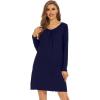 image:imageWiWi Womens Viscose from Bamboo Nightgowns Long Sleeve Cooling Crewneck Sleepshirts Casual Gown Super Soft Sleep Shirt SXXLEnavy
