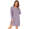 image:imageWiWi Womens Viscose from Bamboo Nightgowns Long Sleeve Cooling Crewneck Sleepshirts Casual Gown Super Soft Sleep Shirt SXXLEviolet