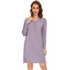 image:imageWiWi Womens Viscose from Bamboo Nightgowns Long Sleeve Cooling Crewneck Sleepshirts Casual Gown Super Soft Sleep Shirt SXXLEviolet