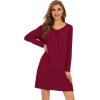 image:imageWiWi Womens Viscose from Bamboo Nightgowns Long Sleeve Cooling Crewneck Sleepshirts Casual Gown Super Soft Sleep Shirt SXXLEwine
