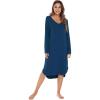 image:imageWiWi Bamboo Viscose Nightgowns for Women Soft Long Sleeve Sleep Shirt Nightshirts Cooling Pajamas Sleepwear S4XAink Blue