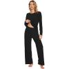image:imageWiWi Bamboo Viscose Pajama Set for Women Super Soft Long Sleeve Top with Pants Loungewear Cooling 2 Piece Pjs Sets SXXLAblack