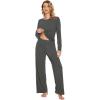 image:imageWiWi Bamboo Viscose Pajama Set for Women Super Soft Long Sleeve Top with Pants Loungewear Cooling 2 Piece Pjs Sets SXXLAcharcoal