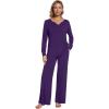 image:imageWiWi Pajamas for Women Long Sleeve Cooling Sleepwear Pants Set Super Soft Pj Viscose from Bamboo Loungewear Sets SXXLBdark Purple