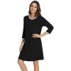 image:imageWiWi Super Soft Nightgowns for Women 34 Sleeve Cooling Nightshirts Sleepwear Bamboo Viscose Dress S4XDblack