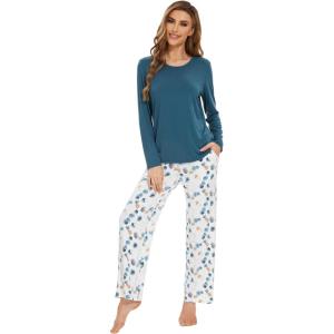 image:imageWiWi Bamboo Viscose Pajama Set for Women Super Soft Long Sleeve Top with Pants Loungewear Cooling 2 Piece Pjs Sets SXXLBgreen