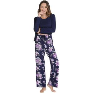 image:imageWiWi Bamboo Viscose Pajama Set for Women Super Soft Long Sleeve Top with Pants Loungewear Cooling 2 Piece Pjs Sets SXXLCnavydark NavyPurple Floral