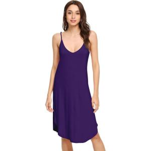 image:imageWiWi Bamboo Viscose Slip Dress for Women Cooling Dresses Super Soft Chemise Plus Size Nightgown Full Slips Babydoll S4XAdark Purple