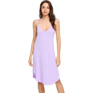 image:imageWiWi Bamboo Viscose Slip Dress for Women Cooling Dresses Super Soft Chemise Plus Size Nightgown Full Slips Babydoll S4XAtaro Purple