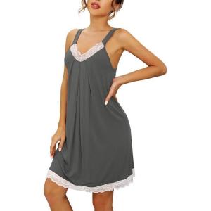 image:imageWiWi Bamboo Viscose Slip Dress for Women Cooling Dresses Super Soft Chemise Plus Size Nightgown Full Slips Babydoll S4XBcharcoal
