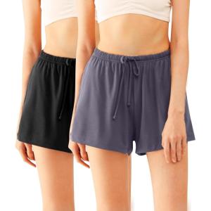 image:imageWiWi Bamboo Visose Pajama Shorts for Women Soft Sleep Bottoms Plus Size Lounge Boxers Pj Sleepwear Bottom S4XDblackdark Grey