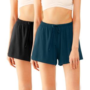 image:imageWiWi Bamboo Visose Pajama Shorts for Women Soft Sleep Bottoms Plus Size Lounge Boxers Pj Sleepwear Bottom S4XDblackink Blue