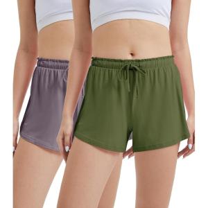 image:imageWiWi Bamboo Visose Pajama Shorts for Women Soft Sleep Bottoms Plus Size Lounge Boxers Pj Sleepwear Bottom S4XEdark Greyarmy Green