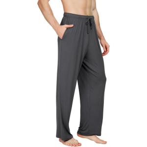 image:imageWiWi Mens Pajama Pants Soft Viscose Bamboo 1 or 2 Pack Sleep Lounge Bottoms Comfy Pj Loungewear with Pockets S4XAcharcoal