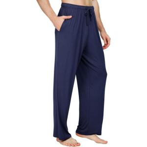 image:imageWiWi Mens Pajama Pants Soft Viscose Bamboo 1 or 2 Pack Sleep Lounge Bottoms Comfy Pj Loungewear with Pockets S4XAdark Blue