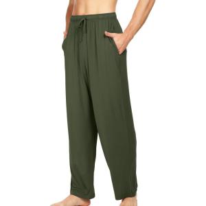 image:imageWiWi Mens Pajama Pants Soft Viscose Bamboo 1 or 2 Pack Sleep Lounge Bottoms Comfy Pj Loungewear with Pockets S4XAdark Fence Green