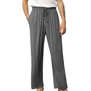 image:imageWiWi Mens Pajama Pants Soft Viscose Bamboo 1 or 2 Pack Sleep Lounge Bottoms Comfy Pj Loungewear with Pockets S4XAdark Heather Grey