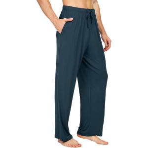image:imageWiWi Mens Pajama Pants Soft Viscose Bamboo 1 or 2 Pack Sleep Lounge Bottoms Comfy Pj Loungewear with Pockets S4XAdeep Teal