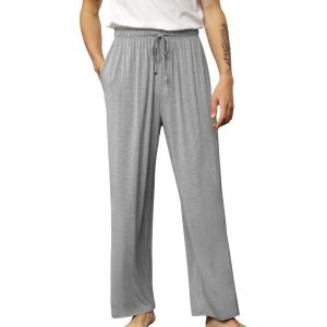 image:imageWiWi Mens Pajama Pants Soft Viscose Bamboo 1 or 2 Pack Sleep Lounge Bottoms Comfy Pj Loungewear with Pockets S4XAheather Grey