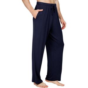 image:imageWiWi Mens Pajama Pants Soft Viscose Bamboo 1 or 2 Pack Sleep Lounge Bottoms Comfy Pj Loungewear with Pockets S4XAnavy