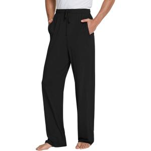 image:imageWiWi Mens Pajama Pants Soft Viscose Bamboo 1 or 2 Pack Sleep Lounge Bottoms Comfy Pj Loungewear with Pockets S4XBblack