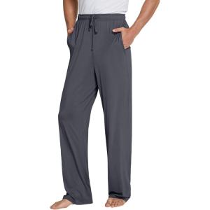 image:imageWiWi Mens Pajama Pants Soft Viscose Bamboo 1 or 2 Pack Sleep Lounge Bottoms Comfy Pj Loungewear with Pockets S4XBcharcoal
