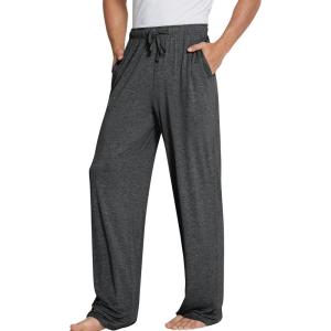 image:imageWiWi Mens Pajama Pants Soft Viscose Bamboo 1 or 2 Pack Sleep Lounge Bottoms Comfy Pj Loungewear with Pockets S4XBcharcoal Heather