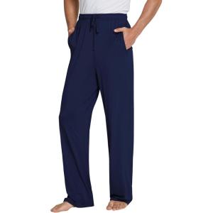 image:imageWiWi Mens Pajama Pants Soft Viscose Bamboo 1 or 2 Pack Sleep Lounge Bottoms Comfy Pj Loungewear with Pockets S4XBdark Blue