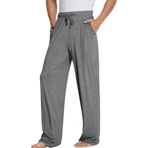 image:imageWiWi Mens Pajama Pants Soft Viscose Bamboo 1 or 2 Pack Sleep Lounge Bottoms Comfy Pj Loungewear with Pockets S4XBdark Heather Grey