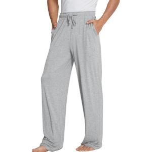 image:imageWiWi Mens Pajama Pants Soft Viscose Bamboo 1 or 2 Pack Sleep Lounge Bottoms Comfy Pj Loungewear with Pockets S4XBlight Heather Grey